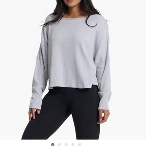 Vuori Slouchy Waffle Grey Long Sleeve